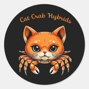 Sticker Rond T-shirt de créature de crabe de chat mignon drôle 