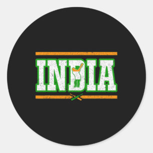 Sticker Rond T-shirt de cricket d'Inde Équipe nationale de cric
