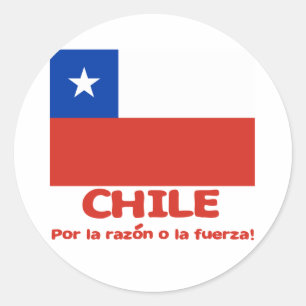 Sticker Rond T-shirt de drapeau du Chili avec la devise