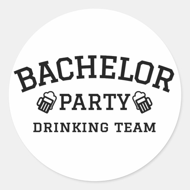 Sticker Rond T-shirt de l'équipe de bachelor à boire (Devant)