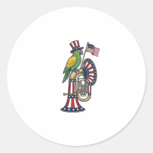 Sticker Rond T-shirt de musique de gravure vintage d'oiseau pat