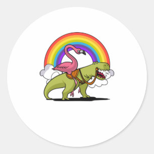 Sticker Rond T-shirt Dinosaur Flamant rose