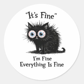 Sticker Rond T-shirt drôle de chat stressé – C'est bon Mème