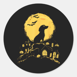 Sticker Rond T-shirt drôle de chien saucisse Halloween1