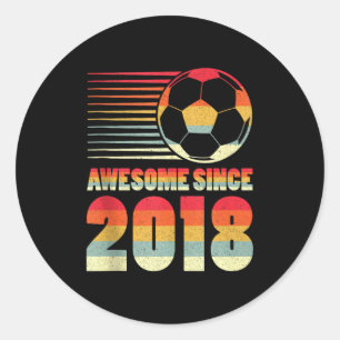 Sticker Rond T-shirt drôle depuis 2018 Football 8e Anniversaire