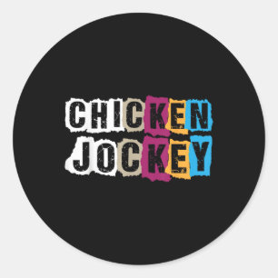 Sticker Rond T-shirt Drôle Mème Poulet Jockey.png