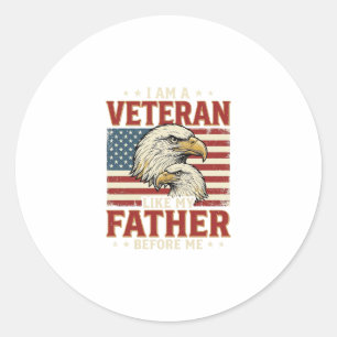 Sticker Rond T-shirt Eagle tel que mon père avant moi Vétéran_1