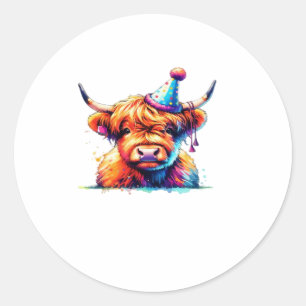 Sticker Rond T-shirt Essential de la vache de Noël de l'Ouest