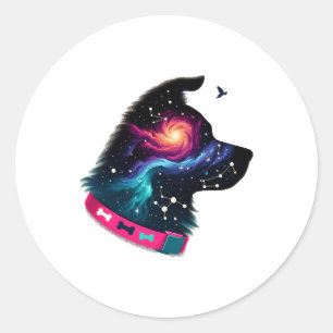 Sticker Rond T-shirt graphique Galactic Pup