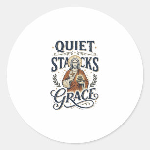 Sticker Rond T-shirt graphique Jésus bibliothécaire Art chrétie