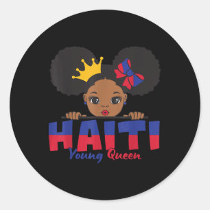 Sticker Rond T-shirt Haïti Young Queen Drapeau Haïtien Pour Enf