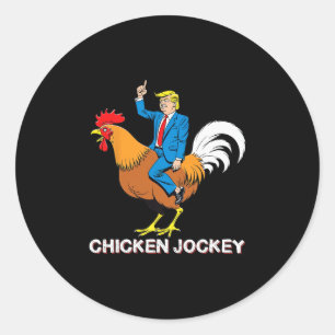 Sticker Rond T-shirt humour surréaliste drôle de coq jockey Tru