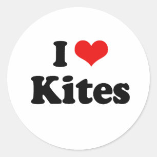 Sticker Rond T-shirt I Love Kites