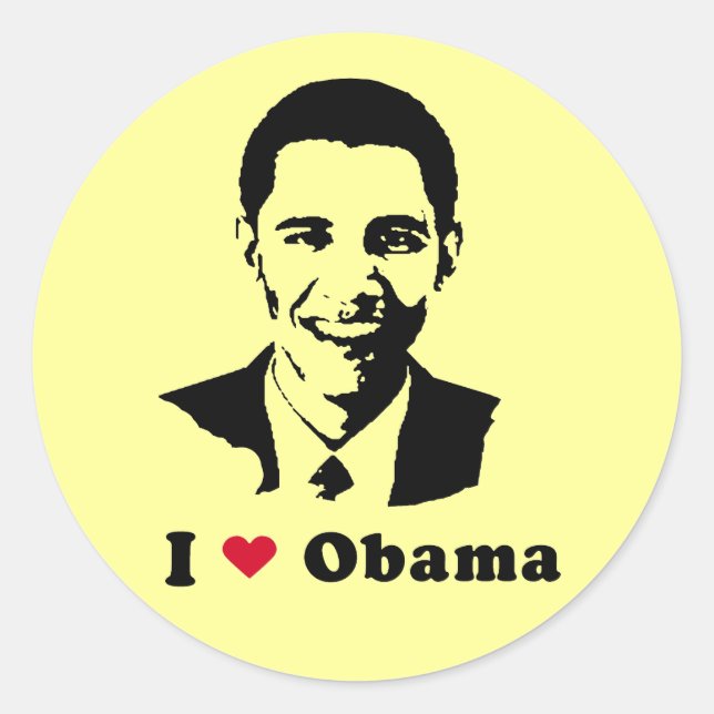 Sticker Rond T-shirt I Love Obama (Devant)