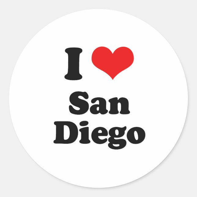 Sticker Rond T-shirt I Love San Diego (Devant)