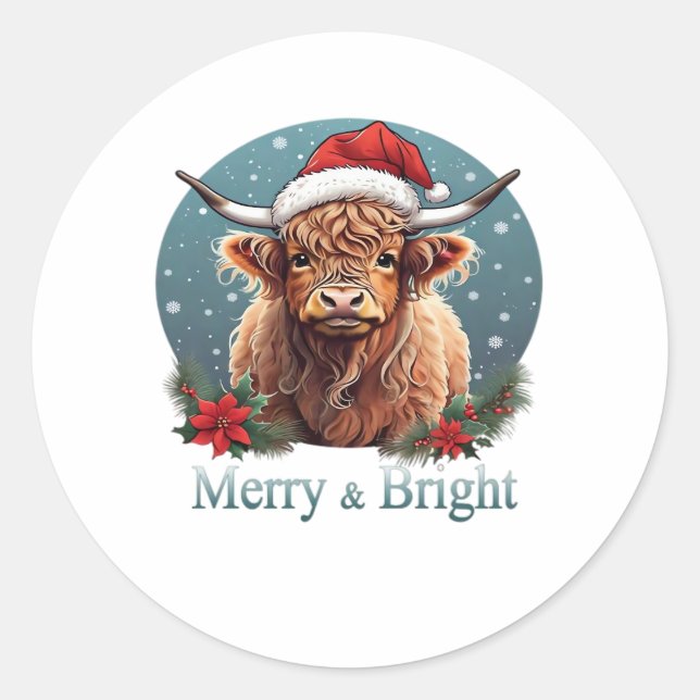 Sticker Rond T-shirt indispensable à la vache de Highland (Devant)