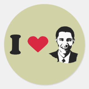 Sticker Rond T-shirt Love Barack Obama