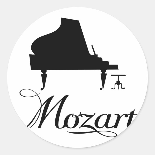 Sticker Rond T-shirt Mozart Piano (Devant)