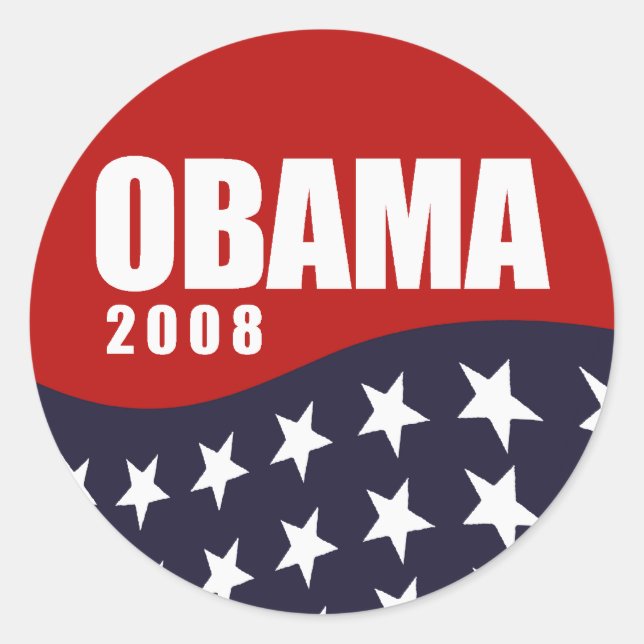 Sticker Rond T-shirt Obama 2008 (Devant)