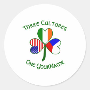 Sticker Rond T-shirt personnalisé Drapeau Trèfle Irlande Tchèqu