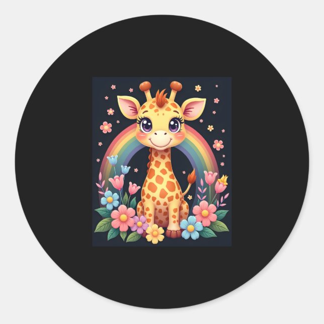 Sticker Rond T-Shirt pour les amateurs de girafe (Devant)