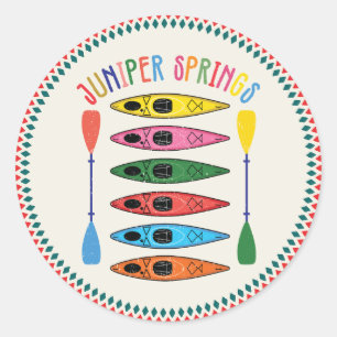 Sticker Rond T-shirt Retro Juniper Springs Kayaking