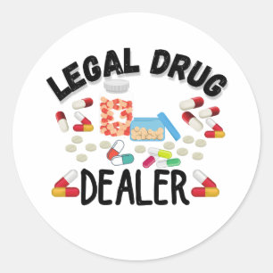 Sticker Rond T-shirt revendeur de drogue juridique