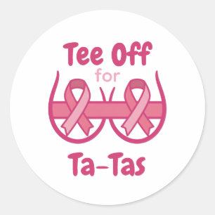 Sticker Rond T-Shirt Rose pour la sensibilisation au cancer Ta-