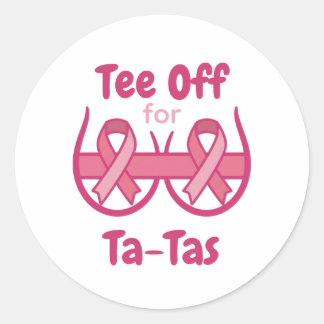 Sticker Rond T-Shirt Rose pour la sensibilisation au cancer Ta-