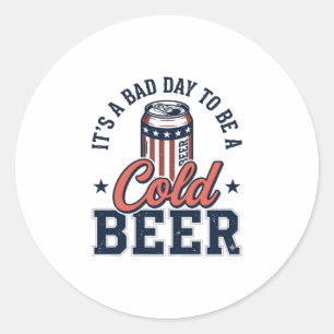 Sticker Rond T-shirt vectoriel vintage de bière froide patrioti