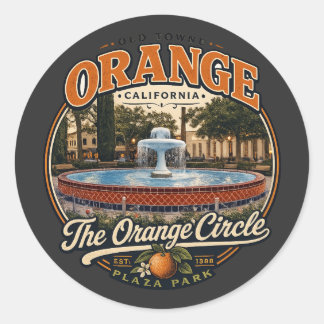 Sticker Rond T-Shirt Vintage Old Towne Orange Circle Fountain