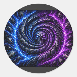 Sticker Rond T-ShirtFeu vs Glace Crâne Vortex Illusion d'optiqu