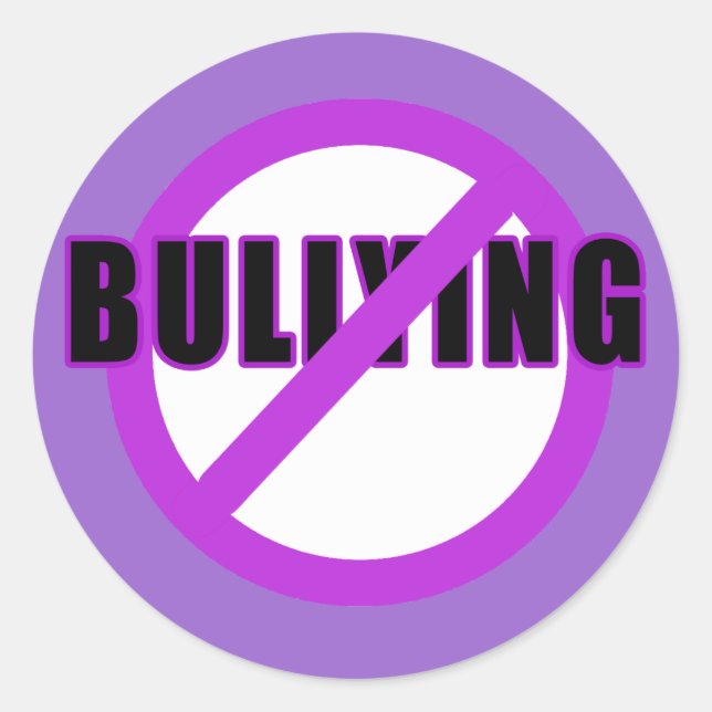 Sticker Rond T-shirts et boutons Purple NO BULLYING (Devant)