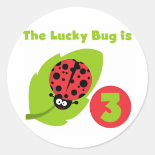 Sticker Rond T-shirts et cadeaux 3e anniversaire Lucky Bug
