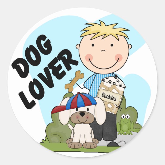 Sticker Rond T-shirts et cadeaux Amoureux de les chiens Blond B (Devant)