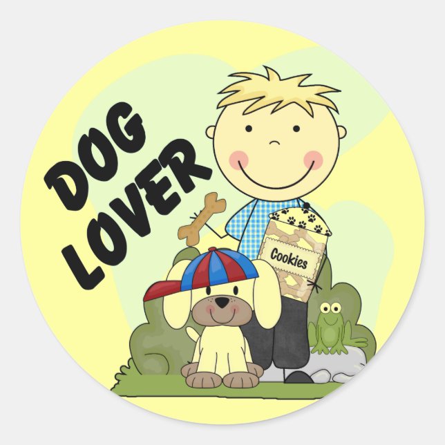 Sticker Rond T-shirts et cadeaux Amoureux de les chiens Blond B (Devant)