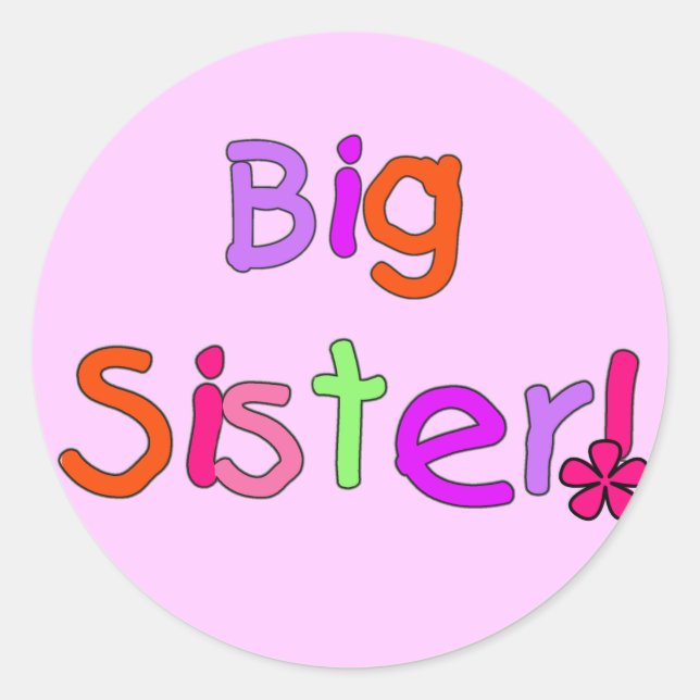 Sticker Rond T-shirts et cadeaux Big Sister (Devant)