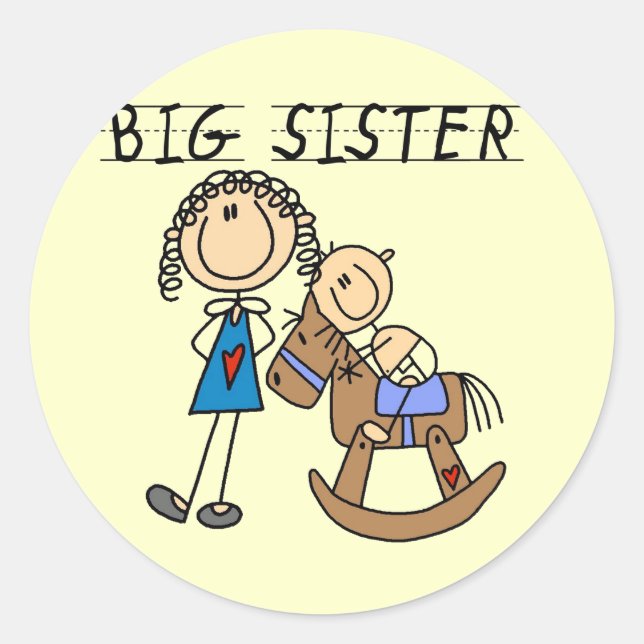 Sticker Rond T-shirts et cadeaux Big Sister Baby Brother (Devant)