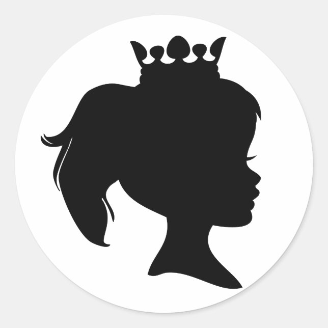 Sticker Rond T-shirts et cadeaux Black Silhouette Princess (Devant)