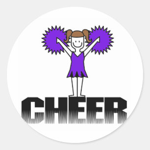 Sticker Rond T-shirts et cadeaux Cheerleading pourpres