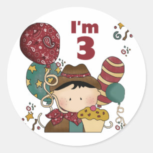 Sticker Rond T-shirts et cadeaux Cowboy 3e anniversaire