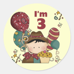 Sticker Rond T-shirts et cadeaux Cowboy 3e anniversaire