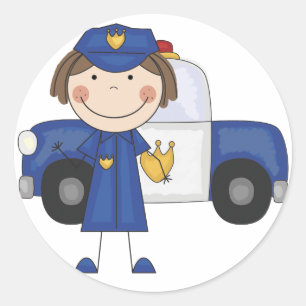 Sticker Rond T-shirts et cadeaux d'agente de police féminine