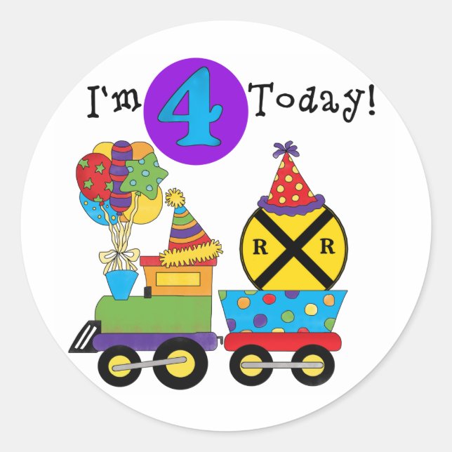 Sticker Rond T-shirts et cadeaux d'anniversaire de train (Devant)