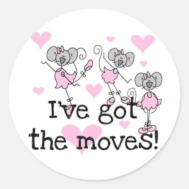 Sticker Rond T-shirts et cadeaux de ballet Moves (Devant)