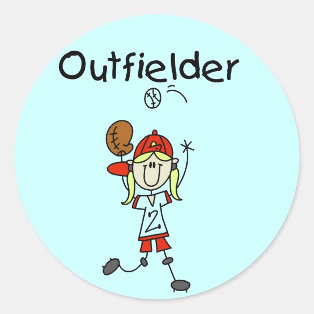 Sticker Rond T-shirts et cadeaux de baseball de fille-Outfielde (Devant)