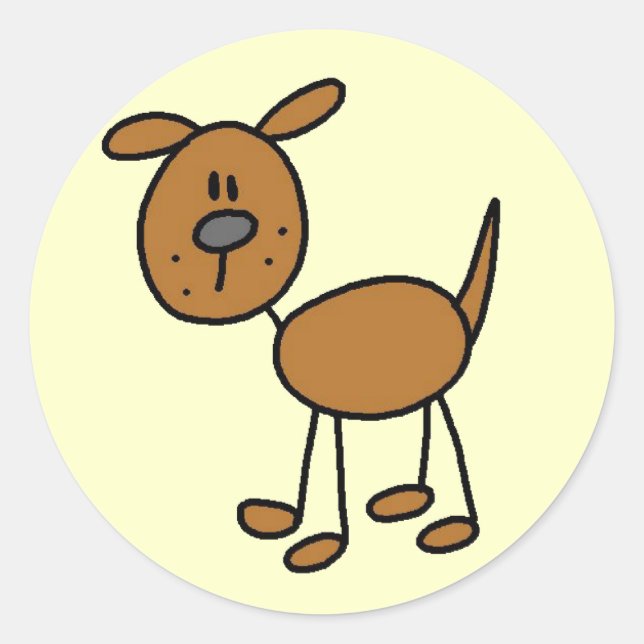 Sticker Rond T-shirts et cadeaux de chien Brown (Devant)