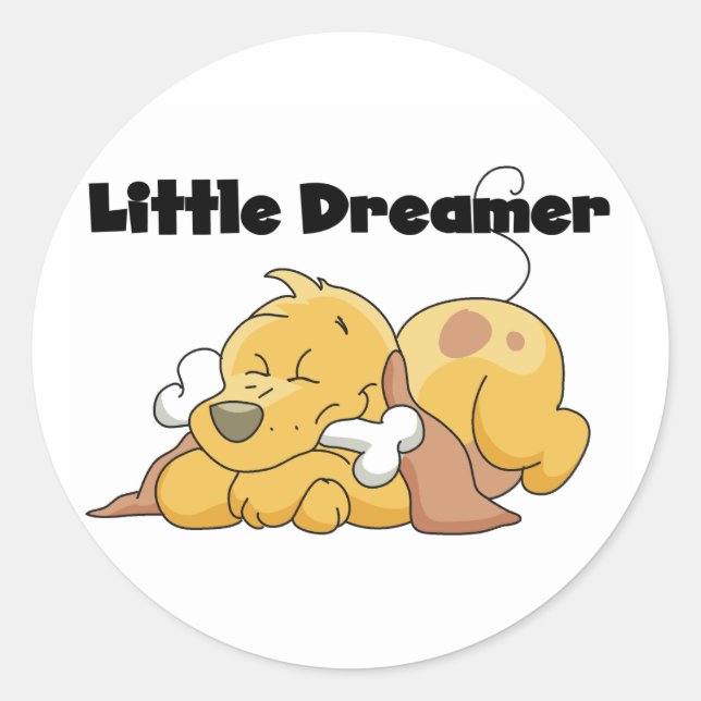 Sticker Rond T-shirts et cadeaux de chien Little Dreamer (Devant)