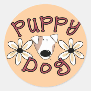 Sticker Rond T-shirts et cadeaux de chiot de fleurs