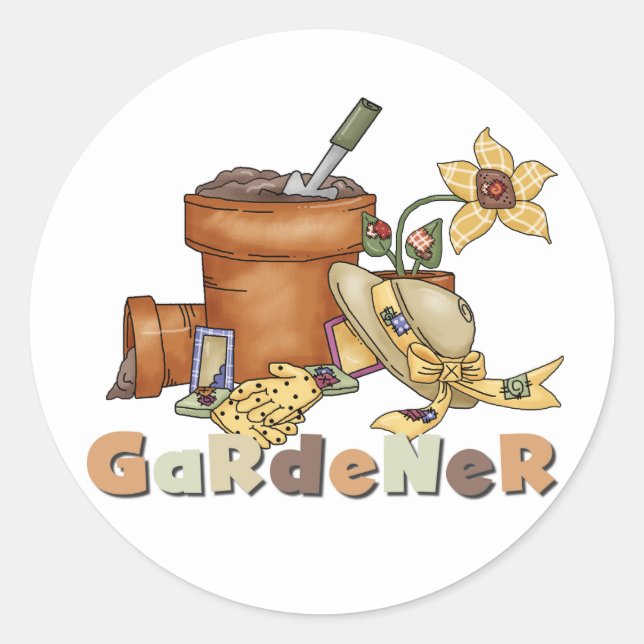 Sticker Rond T-shirts et cadeaux de jardinier (Devant)